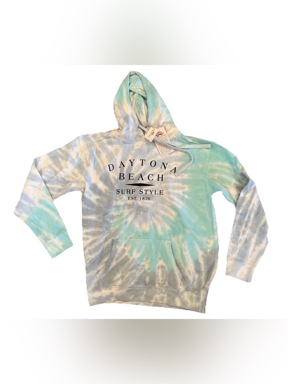 NWT Trading Co Daytona Beach Surf Style Hoodie‎ Sweatshirt Tie Dye Blue Medium
